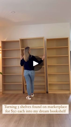 332K views · 355 reactions | ✨📚 Dream IKEA BILLY Bookshelves 📚✨

@paigeknisley turned 3 IKEA BILLY bookshelves she found on a Marketplace for 30$ into her own masterpiece ⚒️👍🏻

Your thoughts 💭?!
#billy #ikeabilly #ikeabillybookcase #ikeabillybookcasehack #billyhack #bookshelves #bookshelf #bookaddict | Linda InteriorIdeas | Day We Ran · Forestry Billy Bookcase Hack Rental, Tall Billy Bookcase, Billy Lego Storage, Wood Billy Bookcase, Malm Dresser And Billy Bookcase, Library Area In Living Room, Ikea Billy Bookshelf Hack, Ikea Billy Short Bookcase, Billy Ikea Office