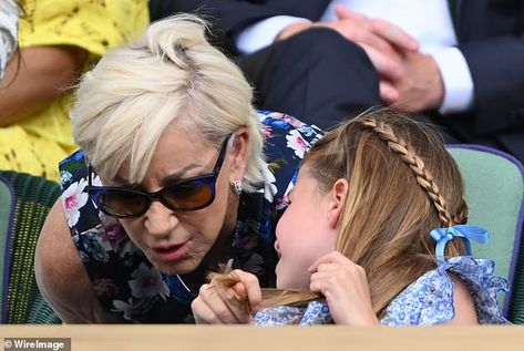 Prince George and Princess Charlotte cheer on the new Wimbledon men's champion Carlos Alcaraz | Daily Mail Online Prince George And Princess Charlotte, Princesa Charlotte, Chris Evert, English Royal Family, Portrait Dress, British Royal Families, Presents For Girls, Royal Engagement, Prince George