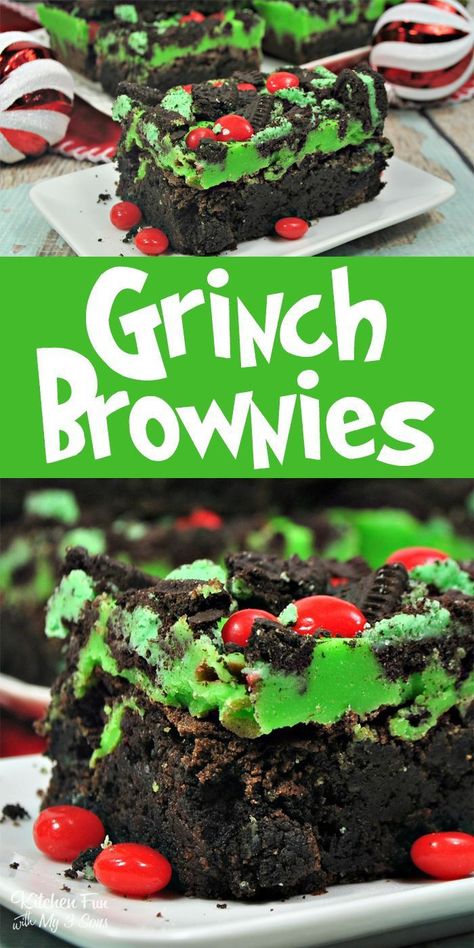 Grinch Brownies, Christmas Themed Food, Grinch Treats, Grinch Fudge, Easy Christmas Treat, Easy Dessert Recipes Christmas, Grinch Stuff, Xmas Baking, Beaux Desserts