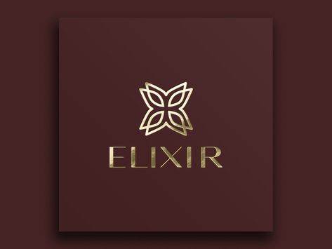 Elixir Luxury Logo Design - Flower Logo- Gold Color Logo by Jishan - Branding Agency Elixir Logo Design, Elixir Logo, Logo Color Combinations, Flower Logo Design, Luxury Logo Design, Color Logo, Flower Logo, Design Flower, Luxury Logo