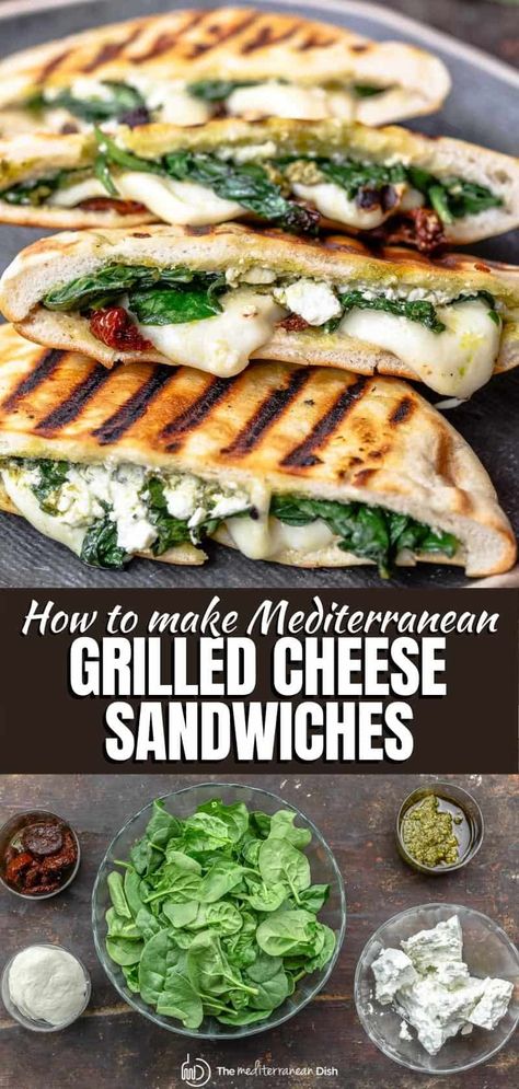 Grilled Pita Sandwich, Easy Pita Sandwich Recipes, Mediterranean Pita Sandwich, Healthy Pita Sandwich Ideas, Mediterranean Diet Pita Recipes, Pita Pocket Recipes Vegetarian, Mediterranean Diet Sandwich Recipes, Pita Meal Ideas, Healthy Grilled Sandwiches