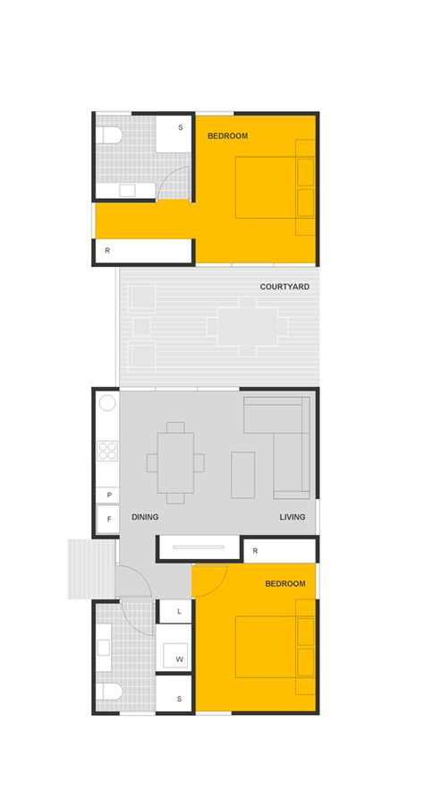 Lodge Ideas, Small Modern House, Small Modern House Plans, Slim Jim, Layout Plan, Unit Design, Long House, Compact House, Small Modern Home