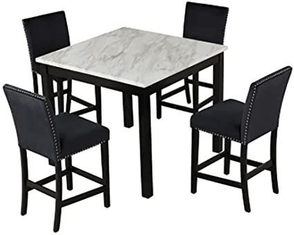 Best Quality Furniture 9Pc Dining Set (1 Table + 8 Chairs) Gray Faux Marble Dining Table, New Classic Furniture, Dining Table In Living Room, Table Farmhouse, Pc Table, Dinette Sets, Dining Room Table Set, Counter Height Table, Kitchen Table Settings