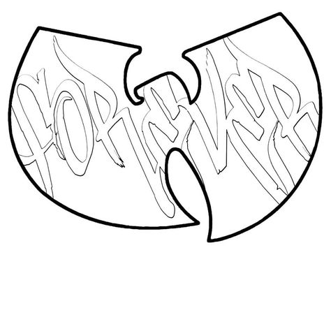 Wu Tang Logo Tattoo, Wu Tang Clan Drawings, Wutang Drawing, Wu Tang Tattoo Design, Wutang Tattoo, Draw Fingers, Hiphop Tattoo, Y2k Illustration, Money Sign Tattoo