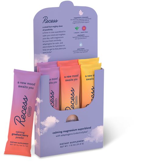 6ct stick pack sampler | Recess Stick Sachet Packaging Design, Box Packaging Photography, Sachet Packaging Design, Sachet Design, Purple Packaging, Pr Boxes, Skincare Package, Supplements Packaging, Date Bars