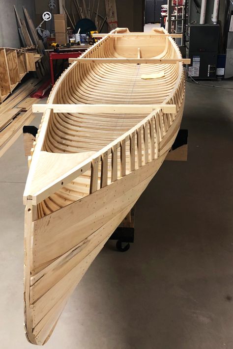 Jon Wiegand built canoes for his kids and a kayak for his wife before he gave much thought to a boat for himself. With the three strip-building projects to his credit, he decided to raise the stakes and build a wood-and-canvas canoe and the form the traditional construction requires. #smallboats #canoes #boatbuilding #DIY #DIYboats Canoe Building Plans, Cedar Strip Boat, Canoe Plans, Wood Boat Building, Cedar Strip Canoe, Canoe Accessories, Wood Canoe, Canoe Building, Wood Boat Plans