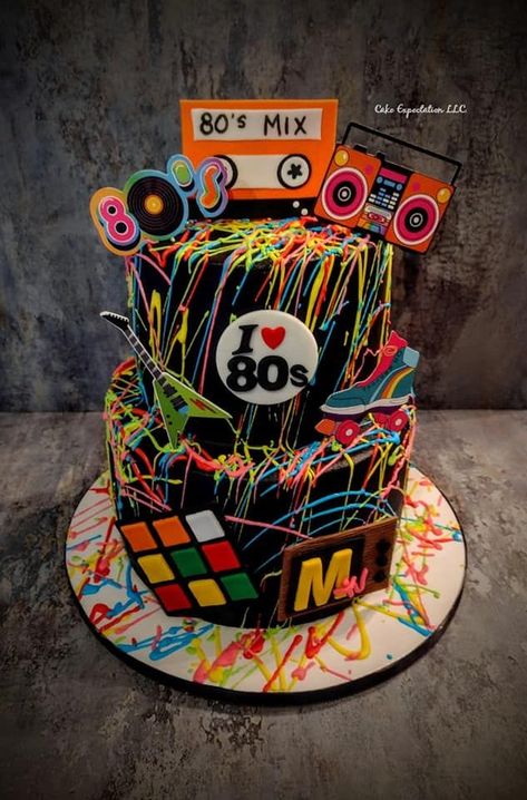 40th Birthday Cakes For Men, Disco Cake, 80s Party Decorations, 80s Birthday Parties, 14th Birthday Cakes, Sweet Sixteen Birthday Party Ideas, 80 Birthday Cake, Disco Party Decorations, 80s Theme Party