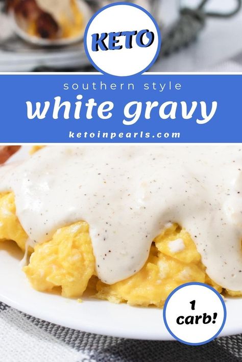 Keto White Gravy, Low Carb Gravy, Keto Gravy, Breakfast Gravy, Low Carb Biscuit, Country Gravy, Keto Sauces, White Gravy, Postre Keto