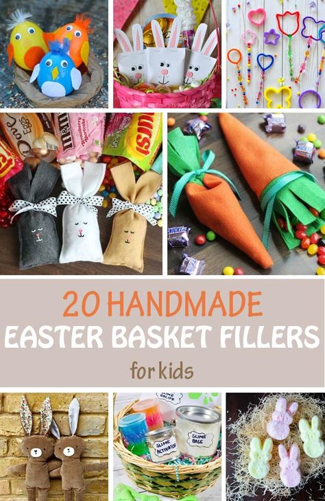 20 DIY Easter Basket Fillers For Kids - Handmade Basket Ideas Easter Gifts For Kids Diy, Diy Easter Basket Fillers, Homemade Easter Basket Ideas, Handmade Easter Gifts, Easter Crafts Diy Homemade, Handmade Easter Basket, Homemade Easter Baskets, Diy Easter Basket, Charity Ideas