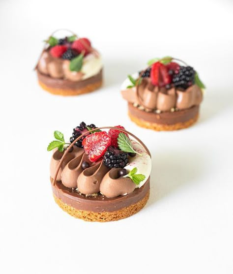 Fancy Tarts, Dolci Finger Food, Mini Tart Recipes, Fine Dining Desserts, Chocolate Dishes, Mini Tart, Pretty Dessert, Creative Desserts, Fancy Desserts