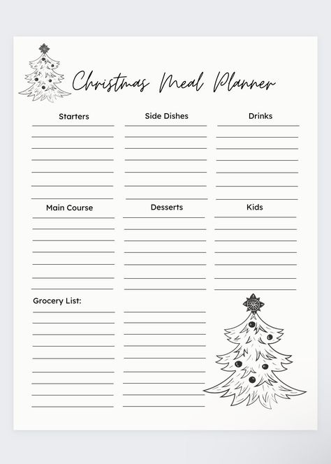 Christmas Dinner Planner, Christmas Dinner List, Christmas Grocery List, Christmas Dinner Checklist, Christmas Food List, Christmas Meal Planner, Christmas List Template, Christmas Planner Printables, Lunch Planner