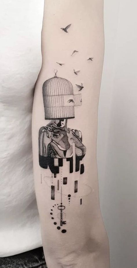 Badass tattoos in this article: you can find the true meaning of these inks, special features, and a collection of fascinating designs. Don’t delay and start reading! Tattoos For Women Shoulder, Minimalist Tattoos For Women, Cyberpunk Tattoo, Modern Art Tattoos, Surreal Tattoo, Epic Tattoo, Tattoo Artwork, Wrist Tattoos For Women, Modern Tattoos