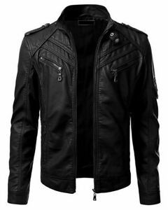 MENS REAL GENUINE LEATHER JACKET VINTAGE BLACK BROWN SLIM FIT BIKER BRAND NEW | eBay Fitted Biker Jacket, Motorcycle Jacket Mens, Pu Leather Jacket, Party Kleidung, Lambskin Leather Jacket, Men's Leather Jacket, Real Leather Jacket, Biker Leather, Mens Black Leather