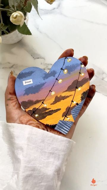 Heart Shaped Canvas Painting Ideas, Heart Canvas Painting Ideas, Heart Shaped Canvas, Retro Painting, Landscape Painting Tutorial, Instagram Quote, Doll House Crafts, Geode Art, Heart Canvas