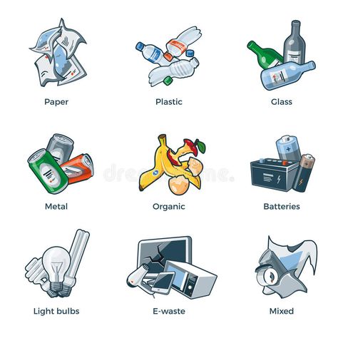 Isolated Trash Waste Recycling Categories Types. Illustration of isolated trash , #AD, #Illustration, #Types, #trash, #isolated, #Categories #ad Go Green Posters, Plastic Bottle Design, Types Of Waste, Waste Recycling, Illustration Art Kids, Earth Day Crafts, Scrapbook Printing, Earth Day Activities, Type Illustration