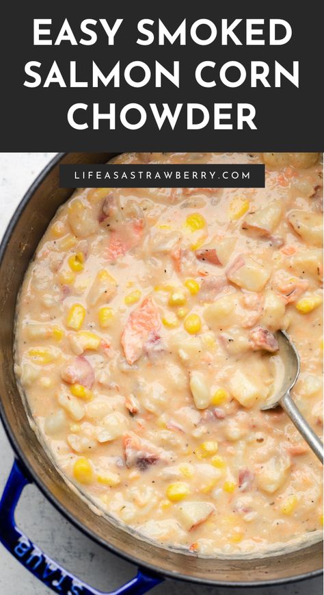 Smoked Salmon Corn Chowder, Canned Salmon And Potato Recipes, Salmon Chowder Soup, Crockpot Meals Salmon, Alaskan Salmon Chowder, Salmon Corn Chowder Recipe, Salmon Chowder Crockpot, Canned Salmon Chowder Recipe, Smoked Salmon Soup