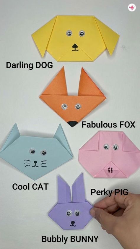 Paper Animal Crafts, Vika Papper, Paper Folding Crafts, School Kids Crafts, Aktiviti Kanak-kanak, Seni Pastel, Fox Crafts, Easy Art For Kids, Kids Origami