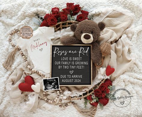 Valentines Day Digital Pregnancy Announcement, February Baby Announce, Gender Reveal Boy Girl Editable Template, Roses are Red Two Tiny Feet by SugarDaddyDesignsCo on Etsy Baby Announcement February 2025, February Pregnancy Announcement, February Baby Announcement, Pregnancy Announcement February, Pregnancy Annoucements, Valentines Baby Announcement, February Baby, Digital Announcement, Digital Pregnancy Announcement