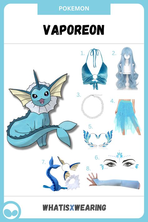 Dress like the Water-type Pokemon Vaporeon. Part of our Eevee Evolutions Costume Collection! Pokemon Rave Outfit, Pokemon Diy Costume, Eevee Outfit, Eeveelution Cosplay, Vaporeon Cosplay, Pokemon Costumes Diy, Pokemon Vaporeon, Water Type Pokemon, Pokemon Costumes