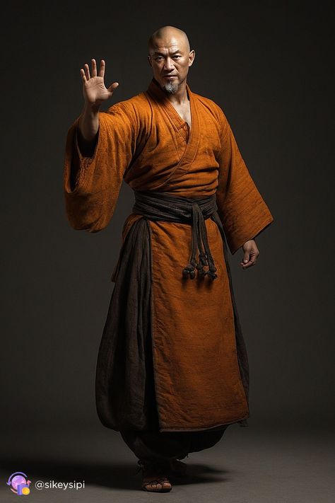 Unleash the inner power with this enigmatic battle monk, a blend of serenity and strength! This image, generated by the Stable Diffusion program, opens a world where spirituality and martial arts intertwine, creating a unique image. #MysticWarrior #BattleMonk #Strength Monk Style Clothing, Monk Robes Dnd, Monk Poses Reference, Monk Outfit Dnd, Monk Reference, Unique Character Design Concept Art, Monk Poses, Monk Anime, Monk Character Art