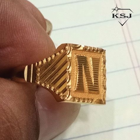 Letter Gold Ring For Men, Mens Ring Designs Gold, Ring Designs Gold, Gents Gold Ring, Gold Ring Design, Latest Gold Ring Designs, Gold Ring For Men, Gold Pendants For Men, Letter Rings