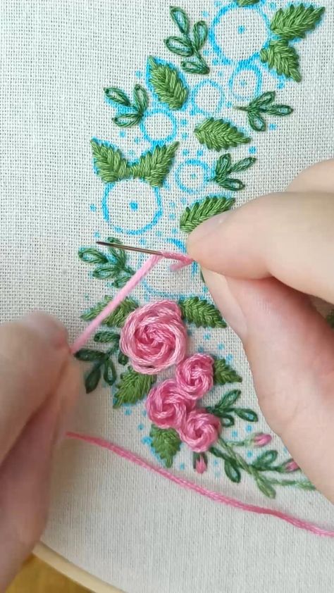 Create a delicate pink rose embroidery pattern! This 47-page PDF guide teaches you to stitch a beautiful letter C. Includes step-by-step instructions, photos, and video tutorial. Perfect for beginners! #embroidery #embroiderypattern #pdfpattern #roseembroidery #letterC #handmade #DIY #crossstitch #needlework Stitching Flowers, Rose Embroidery Pattern, Embroidery Stitches Beginner, Basic Hand Embroidery Stitches, Simple Hand Embroidery Patterns, Embroidery Lessons, Diy Embroidery Patterns, Unique Embroidery, Hand Embroidery Tutorial