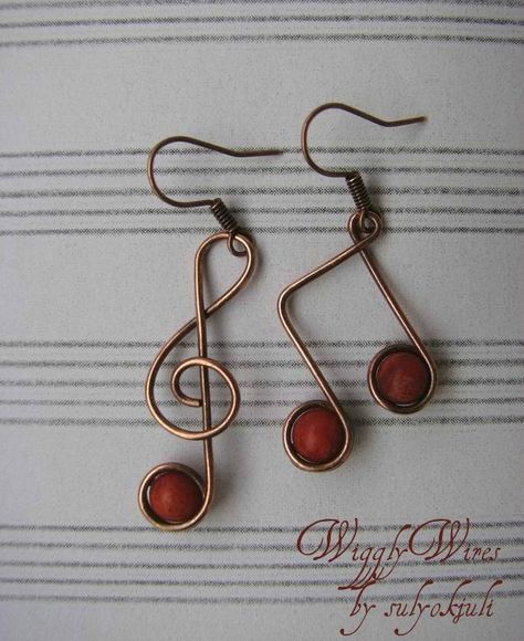 Cute Music Note Earrings Music Note Earrings, Bijoux Fil Aluminium, Silver Dog, Wire Jewelry Designs, Pola Gelang, Wire Work Jewelry, Handmade Wire Jewelry, Homemade Jewelry, Work Jewelry