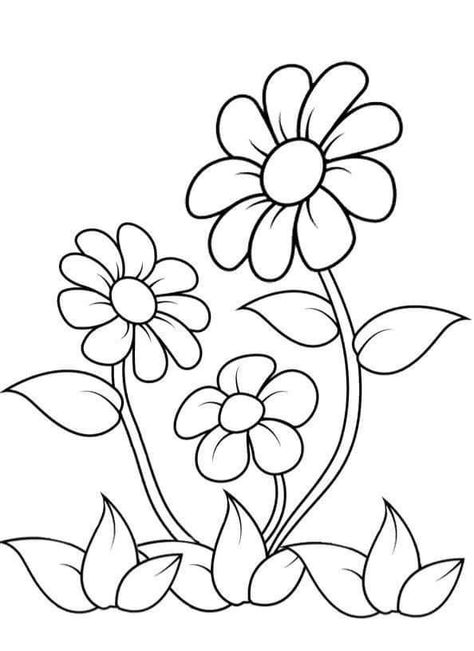 Easy Flower Coloring Pages, Coloring Pages Flowers Simple, Drawing For 7 Yrs Old, Flower Colouring, Flower Bouquet Drawing, Small Flower Design, Printable String Art Patterns, Printable Flower Coloring Pages, Easy Flower Drawings