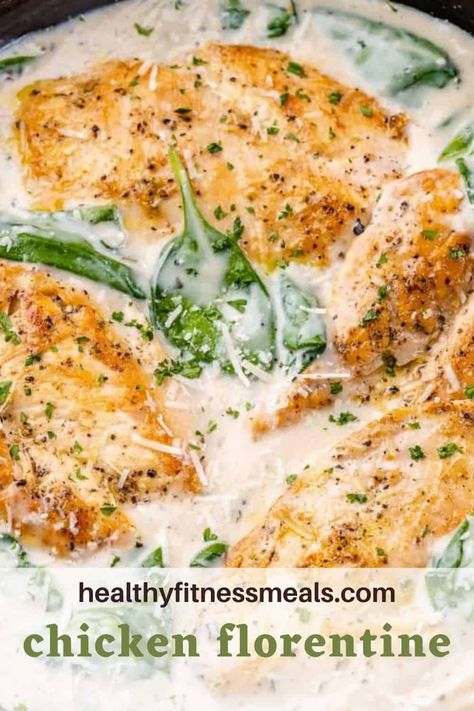 Easy Chicken Florentine, Salmon Florentine Recipe, Creamy Chicken Florentine, Chicken Florentine Recipe, Florentine Recipe, Fitness Foods, Fitness Meals, Chicken Florentine, Fitness Recipes