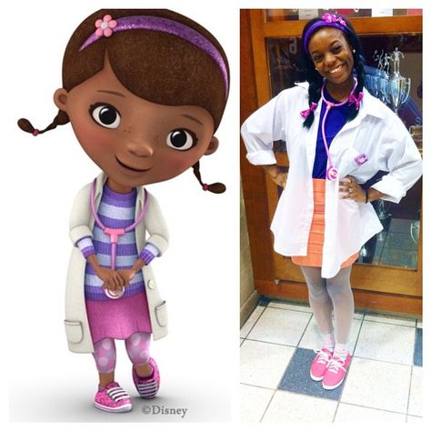 I was #DocMcStuffins today for Character Day! We're obvi twinzz! #homecoming #halloween #costume #ideas Cartoon Characters Dress Up, Characters Day Spirit Week, Dress As Your Favorite Movie Character, Cartoon Character Outfits Spirit Week, Homecoming Character Day Ideas, Hoco Character Day Ideas, Movie Character Spirit Week, Book Characters Halloween Costumes, Iconic Black Characters