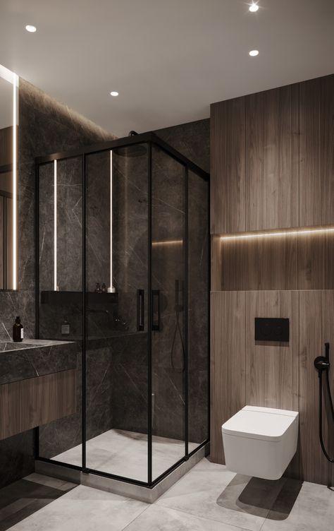 Modern Bathroom Dark, Bathroom Interior Design Luxury Black, Bathroom Ideas Dark, Small Dark Bathroom, Bathroom Interior Design Luxury, Dark Bathroom Ideas, Dark Bathroom, Bathroom Interior Design Modern, New House Bathroom