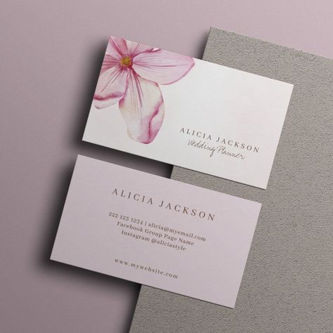 Pink blush watercolor petals wedding planner business card - wedding planner Watercolor Petals, Wedding Planner Business Card, Sophisticated Business Card, Unique Office Supplies, Feminine Business, Wedding Planner Business, Typography Script, Beauty Business Cards, Lashes And Brows