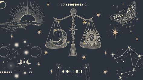 Astrology Laptop Wallpaper, Navy Blue Laptop Wallpaper Aesthetic, Astrology Wallpaper Desktop, Dark Astrology, Tøp Wallpaper, Black Desktop, Cute Laptop Wallpaper, Dark Blue Grey, The Zodiac Signs