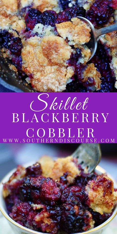 Easy Skillet Blackberry Cobbler, Black Berries Cobbler Easy, Cast Iron Skillet Blackberry Cobbler, Cast Iron Skillet Cobbler Recipes, Blackberry Cobbler For Two, Mulberry Cobbler Recipe, Blackberry Lemon Cobbler, Iron Skillet Blackberry Cobbler, Blackberry Cobbler Recipe Easy