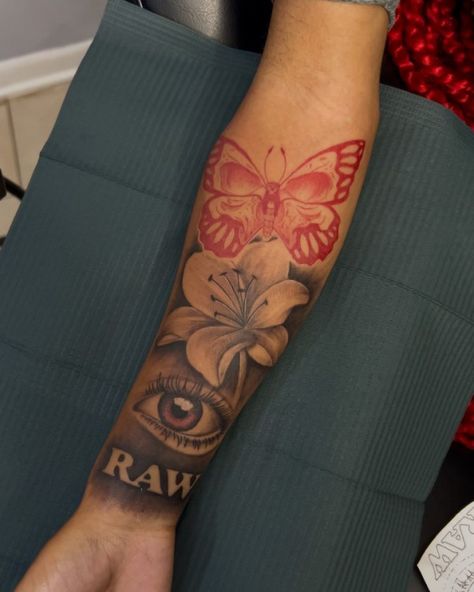 Symbolic Half Sleeve Tattoo, butterfly tattoo, arm tattoos, forearm tattoos Girl Forearm Tattoos Black Women, Mens Butterfly Tattoo Arm, Butterfly Tattoo Forearm, 2x2 Tattoo Ideas, Butterfly Tattoo Sleeve, Butterfly Tattoo Arm, A Sleeve Tattoo, Pantone Wedding Colors, Half Arm Sleeve Tattoo