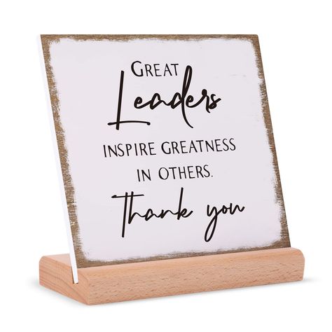 PRICES MAY VARY. Thank You Gifts for Leaders: This plaque is designed with a simple and classy style, printed with thoughtful sayings, and is perfect as a thank you gift giving your leader, boss, coach, teacher, tutor, captain supervisor, volunteer, fabulous team members, retired coworker, etc. Leader Appreciation Sign: The inspirational quotes will make your boss or leader full of more energy and inspired, use this thank you plaque to express your gratitude! Giftable for a boss birthday, leavin Ideas For Bosses Day, Boss Quotes Men, Pray For Leaders, Boss Day Gifts, Present For Boss, Leader Gifts, Thank You Plaques, National Bosses Day, Boss Day