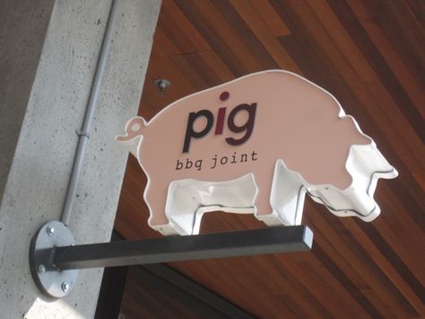 pig. bbq joint. Pig Bbq Logo, Pig Signs, Pig Restaurant, Roadside America, Logo Development, Bbq Pig, Bbq Signs, Hog Heaven, Cute Store