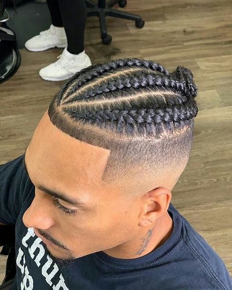 Fade with Short Hair: 6 Trendy Fade Haircuts for Men Boys Hairstyle, Cornrow Braids Men, Braids With Fade, Short Hair For Boys, Braid Styles For Men, Boy Braids Hairstyles, Hairstyles Quick, Braids With Shaved Sides, Cornrow Hairstyles For Men