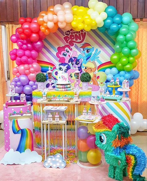 My Lil Pony Birthday Party Ideas, My Lil Pony Party Ideas, Rainbow Dash Birthday Party Decoration, My Little Pony Themed Birthday Party, My Little Pony Balloon Garland, My Little Pony Backdrop, My Little Pony Birthday Party Ideas, My Little Pony Birthday Party Decorations, Pony Birthday Theme