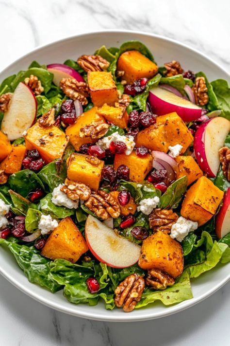 Harvest Salad Dressing, Harvest Salad Recipes, Salad With Butternut Squash, Fall Harvest Salad, Butternut Squash Salad, Meal Rotation, Homemade Apple Cider, Harvest Salad, Honey Mustard Dressing