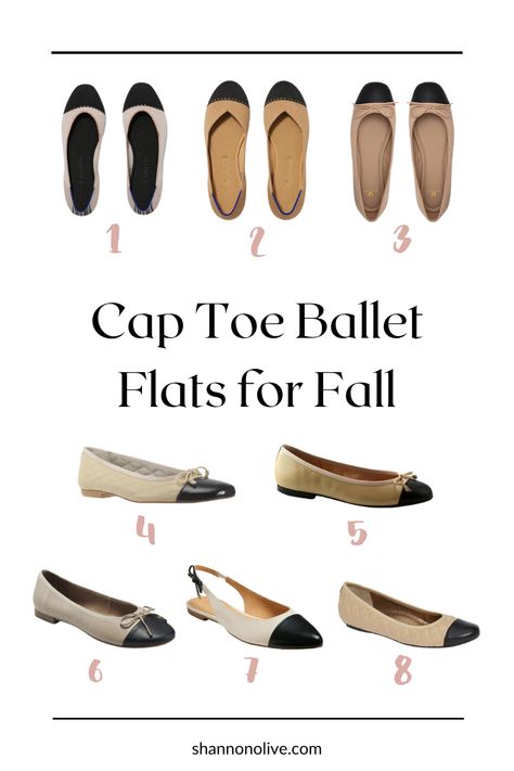 French Ballet Flats, Captoe Flats Outfits, Chanel Cap Toe Outfit, Ballet Flats Chanel, Cap Toe Ballet Flats Outfit, Tan Ballet Flats Outfit, Cap Toe Flats Outfit, Chanel Ballerina Flats Outfits, Tan Flats Outfit