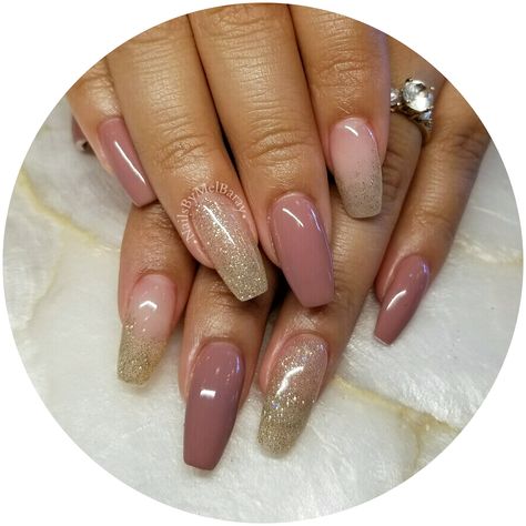 Acrylic with gel and glitter.  Color: "Gold Glam" and "Antique Rose"  @nailsbymelbaray #nailsbymelbaray #tammytaylor  @tammytaylor Dusty Rose Nails Acrylic, Rose Nails Acrylic, Dusty Rose Nails, Tammy Taylor, Gold Glam, Rose Nails, Art Nails, Antique Roses, Nails Acrylic