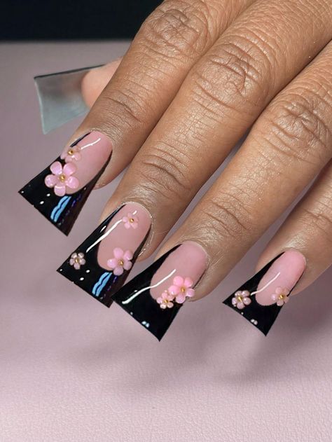 Duck Nails French Tip, French Tip Duck Nails, Long Duck Nails, Duck Nail, Bday Nails, Nails French Tip, French Tip Press On Nails, Press On Nails Long, Nails 3d