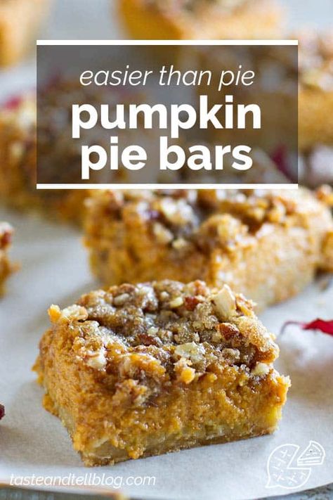 Skip the pumpkin pie this year and go for these Pumpkin Pie Bars that are so much easier to make and to eat! An easy oat crust is topped with a creamy pumpkin filling and a sugary topping to take them over the top. #recipe #pumpkin #pumpkinpie #dessert Sweet Pumpkin Recipes, Oat Crust, Pumpkin Filling, Savory Pumpkin Recipes, Recipe Pumpkin, Pumpkin Pie Mix, Pie Pumpkin, Pumpkin Pie Bars, Easy Pumpkin Pie