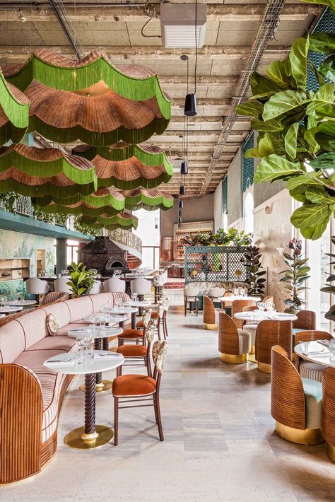 Italian Trattoria | Il Bambini Club Restaurants Bohemian Restaurant, Boho Restaurant, Tulum Restaurants, Eclectic Restaurant, Desain Pantry, Decoration Restaurant, Food At Home, Restaurant Concept, Paris Restaurants