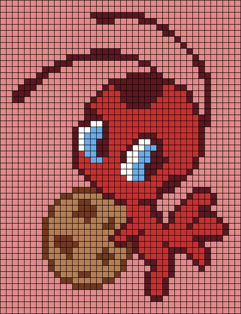 Miraculous Ladybug Alpha Pattern, Miraculous Ladybug Pixel Art Grid, Mlb Pixel Art, Betty Boop Pixel Art Grid, Pixel Art Pattern Aesthetic, 29x29 Pixel Art, Miraculous Ladybug Perler Beads, Miraculous Perler Beads, Wednesday Pixel Art