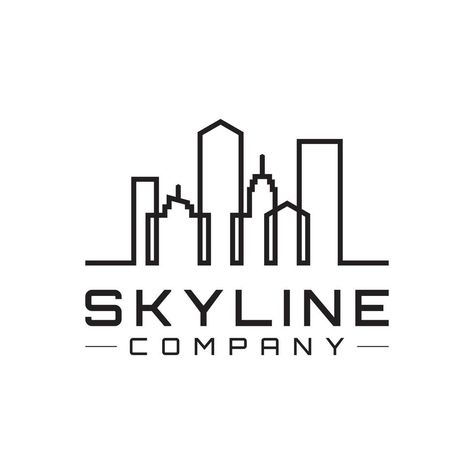 Skyline Graphic Design, Line Logo Design, Shark Clothes, Real Estate Building, Skyline Logo, Building Logo, Line Logo, Building Illustration, City Logo