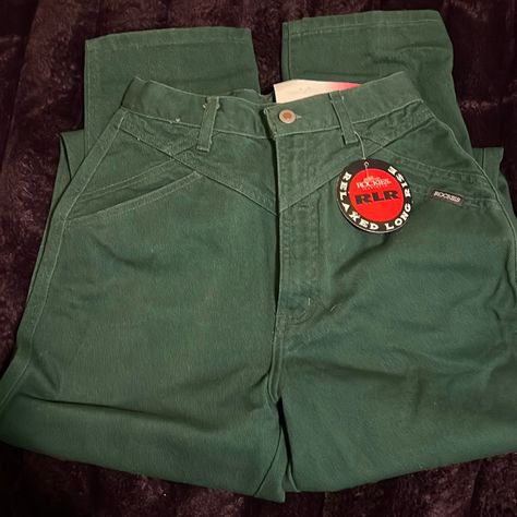 Vintage Forest Green Rockies. Relaxed Long Rise Size Waist 26”, Inseam 34” Tags Still On Em Since I Don’t Know How To Read Sizes Before I Buy. Non Jean Pants, Thrifting Manifestation, Forest Green Jeans, Clock Ring, Rockies Jeans, Vintage Forest, Western Clothing, Green Jeans, Thrift Fashion