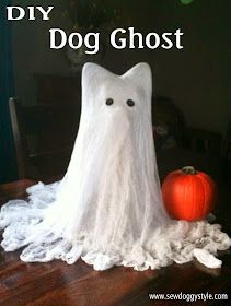 Sew DoggyStyle: Cheesecloth Ghost - Dog Edition! Cheesecloth Ghost, Dog Ghost, Whatever Forever, Ghost Crafts, Halloween Ghost Decorations, Ghost Diy, Adornos Halloween, Ghost Dog, Halloween Crafts Decorations