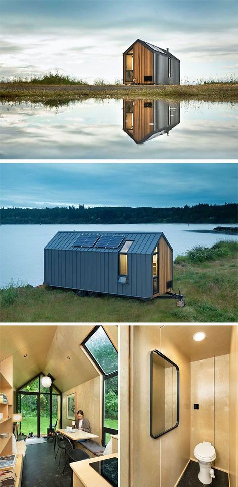 Van Tiny House, Tony House On Wheels, Modern Tiny House On Wheels, Tiny House Wheels, Tiny House Plans On Wheels, Office On Wheels, Small Houses On Wheels, Tiny Homes On Wheels, Prefabricated Home